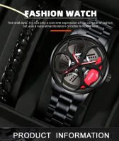 Set De 2 Relojes De Pulsera Para Hombre Moda Deportiva Lujo Acero Inoxidable Impermeable Cuarzo Pulsera De Hub De Rueda De Coche - details 0