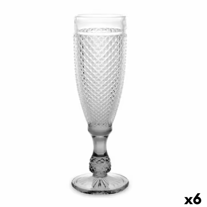 Copa de champán Vivalto PR-00719B/BHA6 SMOKE Transparente Antracita Vidrio 185 ml Diamante (6 Unidades) - 1