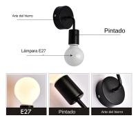 Lámpara De Pared Moderna Nórdica En Hierro Negro E27 Iluminación Interior Para Dormitorio Baño Industrial Decoración Sconce Luz De Soporte - details 0