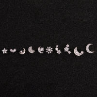 Pendientes De Titanio Puro 99% Color Plata Para Mujer Estilo Spiral Con Luna Y Estrellas Joyería Moda Metálica Geométrica - details 5