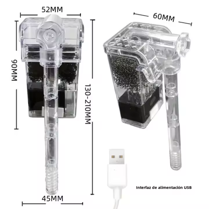 Filtro De Acuario Mini Con Enfriamiento Por Refrigeración Por Convección USB 2.5W Flujo 250H/L Adecuado Para Tanques De Peces Menores a 30cm - 1