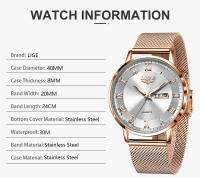 Reloj De Mujer LIGE Moda Ultrafino De Lujo Con Correa De Malla Cronógrafo Cuarzo Deportivo Casual Fecha Resistente Al Choque Manos Luminosas Agua Resistente - details 4