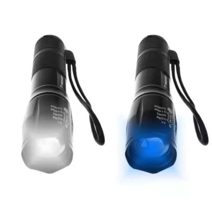 Linterna UV 2 en 1, Ultravioleta  , Linterna LED 3500LM, Linterna Militar, Linterna Luz UV para Detectar Manchas de Orina y de Mascota, Detectar Billetes Falsos con 4 Modos, Zoom IN/out, 395nm, Aluminio, Anti-caída, Impermeable - 1