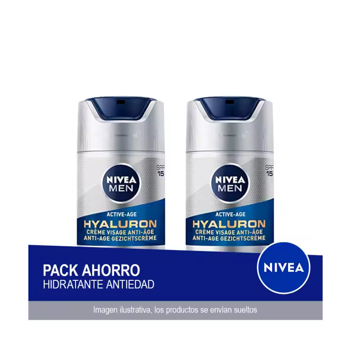 NIVEA MEN Hyaluron Crema Hidratante Antiedad FP15 50ml - Pack ahorro de 2 unidades - 1