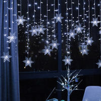Luces LED De Navidad Con Forma De Copo De Nieve Y Escarcha Para Cortina Impermeables De Fairy Colocables En Conexión Con Ondas Para Fiesta De Vacaciones - details 4