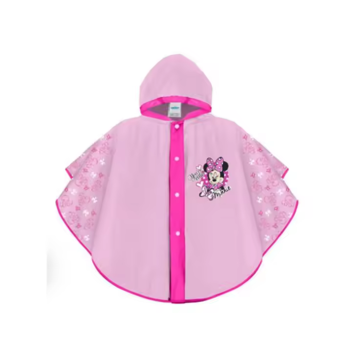 Chubasquero Minnie Mouse EVA  PERLETTI - Impermeable infantil (talla única de 2 a 5 años), plástico resistente, color rosa, estampado, con capucha // Ref: 99162 - 1