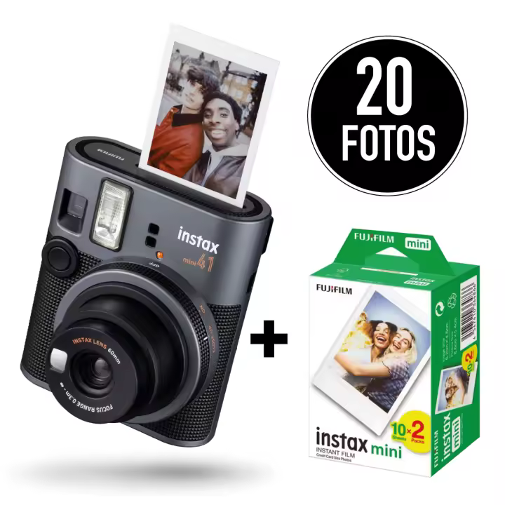 PACK CÁMARA INSTANTÁNEA INSTAX MINI 41 CON 20 PELÍCULAS INSTAX MINI - 1