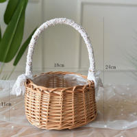 Cesta De Almacenamiento Tejida Para Boda Cumpleaños Y Decoración Del Jardín Hogar Con Manija Y Cinta De Rattan Flor - details 3