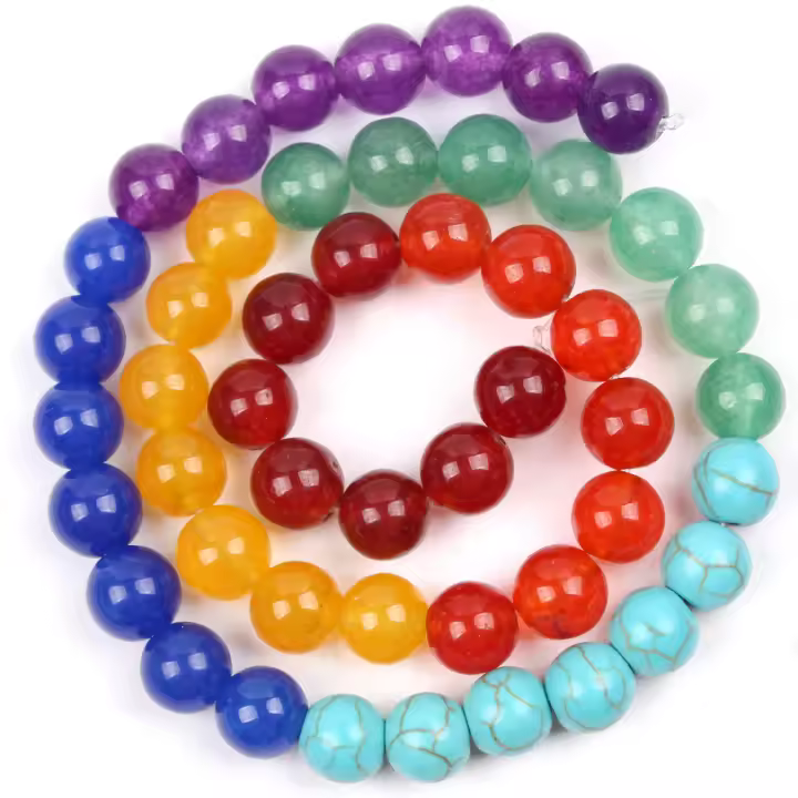Talismán De Los 7 Chakras Naturales 6mm-8mm Piedra De Cristal Para La Creación De Joyería Pulseras Y Collares 15" - 1