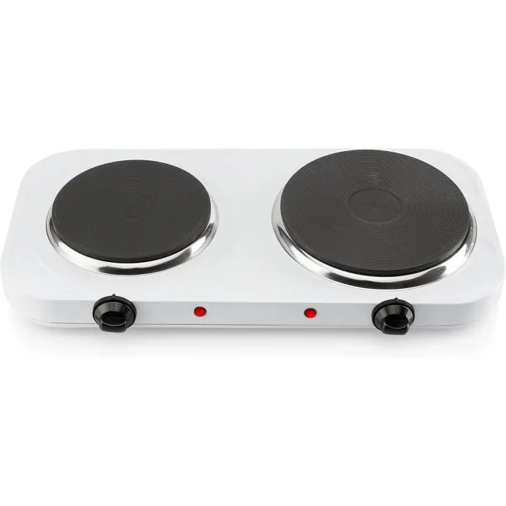 COCINA ELÉCTRICA 2000W 2 FUEGOS DOBLE HORNILLO TERMOSTATO DE ARCE INOXIDABLE - 1
