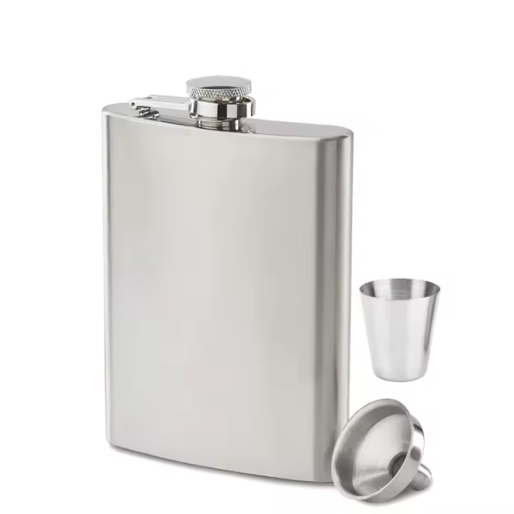 LMETJMA Set De Botella De Mano 7oz En Acero Inoxidable Con Taza Y Funnel Para Bebidas Alcohólicas Como Whiskey Licor Y Vino KC0138 - 1