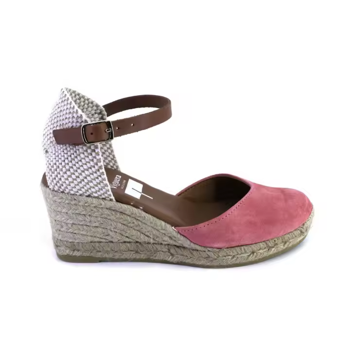 VIGUERA 2012VITELO Alpargatas de cuña cañamo esparto yute de mujer salmon 523 - 1