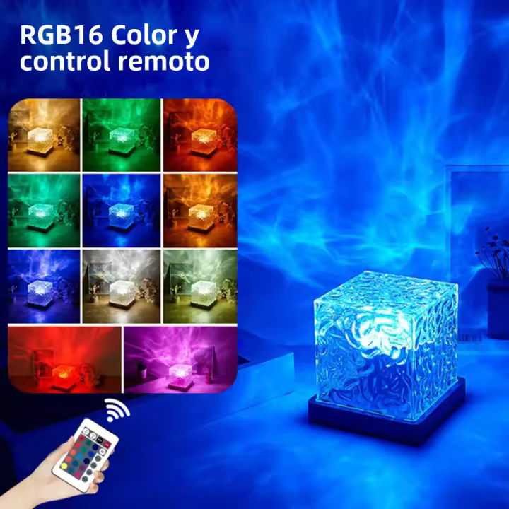 Proyector De Luz Nocturna Dinámico Con Ondas De Agua Y Llama Cristalina En 16 Colores Para Sala De Estar Estudio Dormitorio - 1