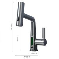 Grifo De Baño Con Pantalla Digital De Temperatura Regulador De Agua Caliente Y Fría Torneado De Latón Cerámica Para Lavabo - details 4