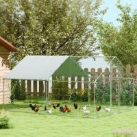 PawHut Gallinero para Exterior Gallinero de Acero Galvanizado con Comedero Colgante Tipo Brocheta Percha Cubierta Anti-UV e Impermeable para Conejos Patos Gansos Plata - details 1