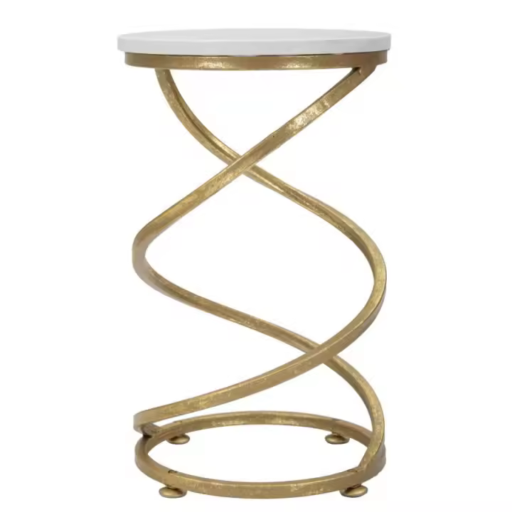 Mesa de Centro MF533, Mármol, Oro, 27,5x27,5x47,5 cm - 1