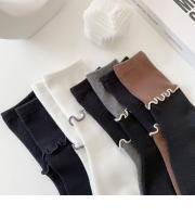 Calcetines De Algodón Para Mujer Diseño Asimétrico De Color Con Contraste Alta Cintura Moda Otoño Invierno Casual Unisex - details 4