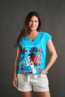 Camiseta Lola de Anabel Lee. Camiseta con el emblema "Si me queréis, irse" de la mítica Lola Flores. Con un color azul súper vivo, ideal para verano - details 0