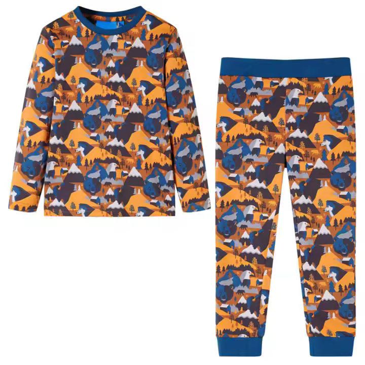 Pijama infantil de manga larga coñac 116 - 1