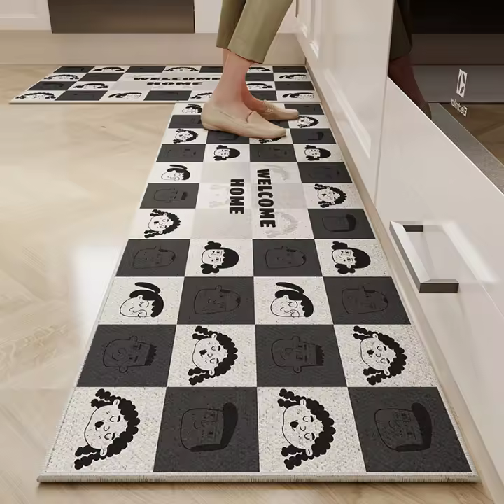 VIKAMA Alfombra De Cocina De Velours Cristal Resistente a La Suciedad Y Antideslizante Puede Ser Cortada a Medida Alfombra De Pies Para El Hogar - 1