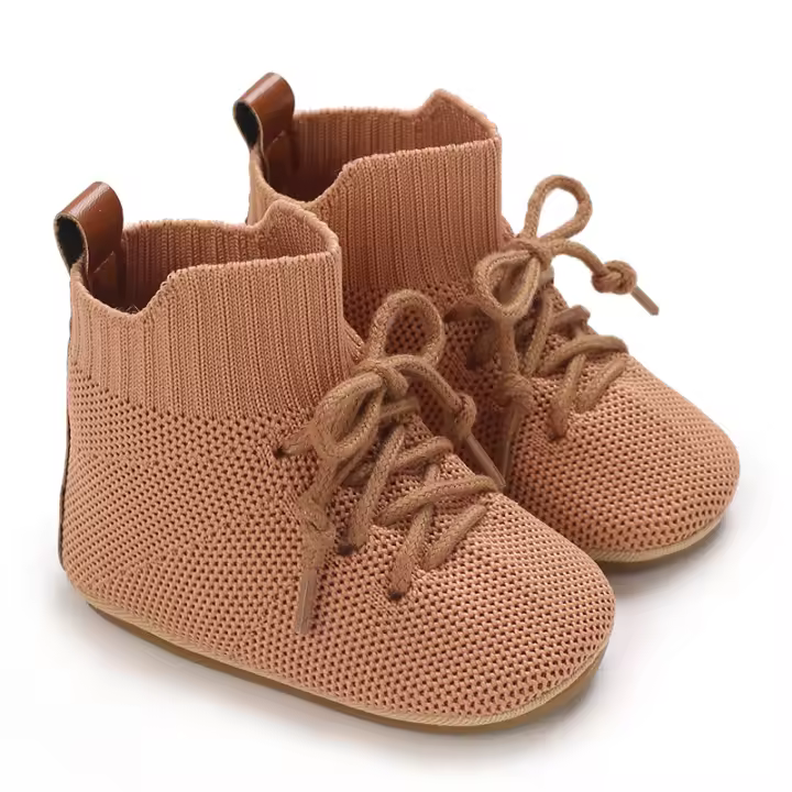 Zapatos De Bebé Recién Nacido Con Cordones Transpirables Primavera Otoño Antideslizantes Suela De Goma Casual Para Niñas Talla True - 1