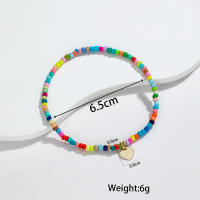 Anklet Bohemio Colorido Con Pendiente De Amor De Granos De Arroz Para Mujeres Material De Aleación De Hierro Y Resina - details 1
