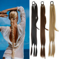Extensiones De Cabello Sintético Para Crear Ponytail Boxeador En Color Negro Y Marrón Textura Suave Y Lisa Fibra De Alta Temperatura Para Mujeres - details 0