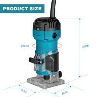 Máquina cortadora eléctrica de 800W, 6 velocidades, 34000rpm, fresado de carpintería, grabado, enrutador de borde de madera manual, recortador, herramientas eléctricas DIY para el hogar - details 1