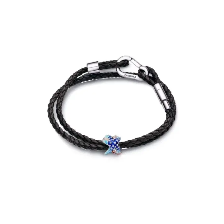 PANDORA Conjunto de pulsera Deep Sea Dream con esmalte artesanal, estrella de mar de doble cara,38 cm - 1