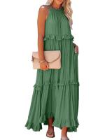 Vestido De Verano Para Mujer Con Camisola Y Falda Larga Estilo Europeo Y Americano Sin Mangas Cuello Redondo Polyester Spandex - details 12