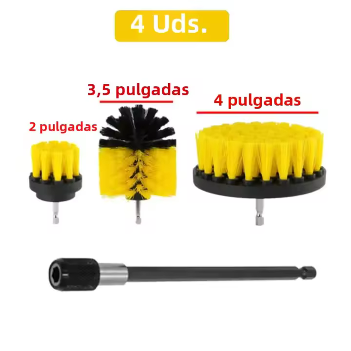 Kit De Cepillos Para Limpieza Con Taladro Eléctrico 12/4 Piezas Herramientas Domésticas Para Alfombras Vidrio Coche Cocina Baño Aseo - 1