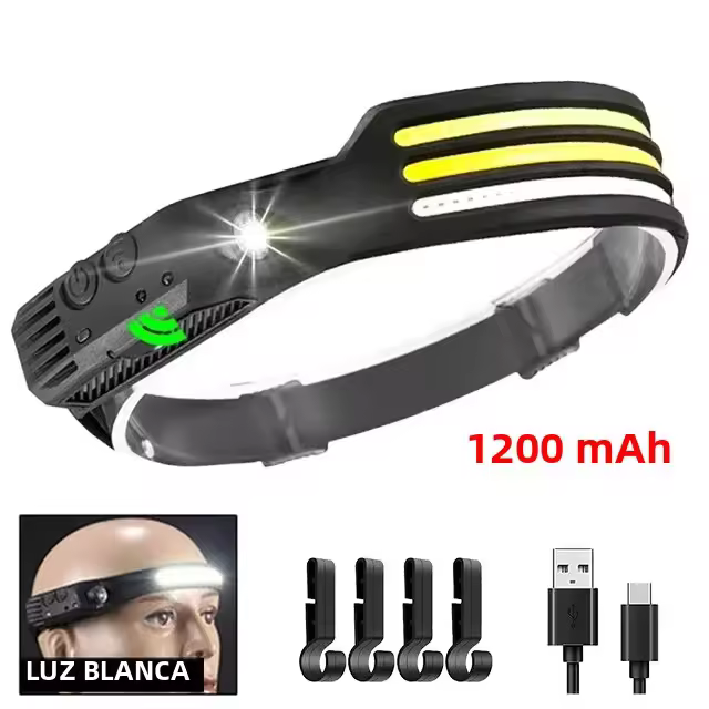 Lámpara Frontal LED COB Recargable Por USB Con Batería Integrada Sensor De InducciónLinterna Frontal Para Camping Y Pesca Al Aire Libre - 1