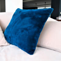 Cojín Decorativo de Pelo Corto Azul Indigo ALO HOME 45x45 cm Almohada de Terciopelo Rabbit para Sofá o Cama - details 1