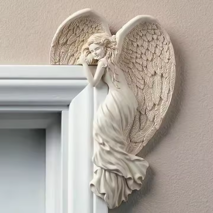 Decoración De Puerta Ángel Estatua 3D De Alas De Ángel Para Marco De Puerta Adorno De Esquina Arquitectónica Estilo Chino Tradicional - 1