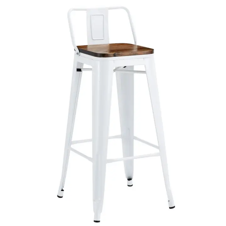 Taburete OLIX R1 EK WOOD, acero, color a elegir, asiento madera - 1