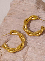 316L 304L de Maple inoxidable de Rosca de Aro Pendientes de las mujeres de la joyería de regalo Twisted Pierce Geométrico Irregular Pendientes de moda - details 4
