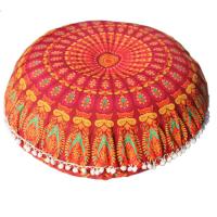 Funda De Cojín Redonda De 43 Cm 17 Pulgadas Estampado Floral Bohemio Para Meditación Y Decoración De Suelo Material Poliéster Tecido Tejido Jacquard - details 13