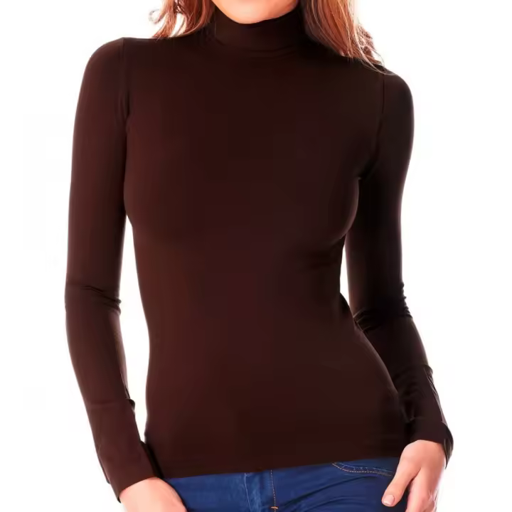 Mediawavestore VKA22 Camiseta Térmica Mujer Cuello Alto Felpa - 1