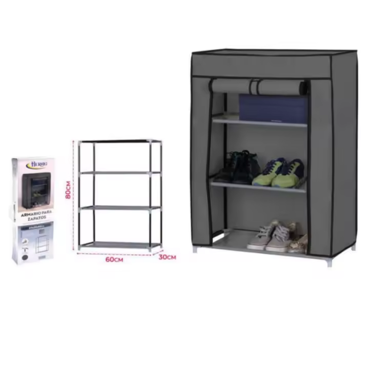 ZYLX SHOPPING – Hersig Zapatero de Tela con Funda y Estantes, Ideal para Entrada, Dormitorio o Pasillo (60x30x80/107 cm) - 1