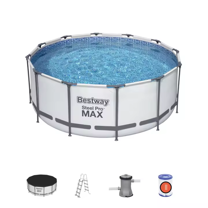 Bestway Piscina Desmontable Tubular Bestway Steel Pro Max 366x122 cm con Depuradora Cartucho 2.006 L/H Cobertor y Escalera - 1