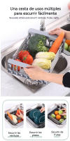 Escurridor de cocina fregadero, Marco extensible de acero inoxidable, estante de almacenamiento, almacenamiento de utensilios de cocina, estante de clasificación de cuencos y platos - details 0