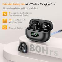 Auriculares abiertos con auriculares inalámbricos Bluetooth 5.3, auriculares deportivos con micrófono incorporado con auriculares y ganchos auriculares, caja de carga inalámbrica y pantalla, auriculares deportivos impermeables al agua y Fitness - details 4