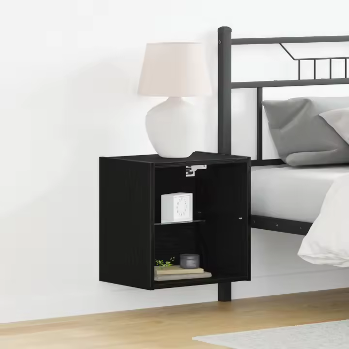Estante flotante vidaXL 2 pcs Negro Roble 40x28,5x40 cm Madera Compensada - 1