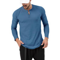 Camiseta de manga larga con cuello redondo de otoño para hombre, jersey holgado, camiseta informal de manga larga para hombre - details 34