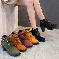 Botas De Tacón Alto Para Mujer Primavera Invierno Calidad Superior Con Cordones Moda Europea Zapatos De Mujer PU Botas Con Plataforma Entrega Rápida - details 18