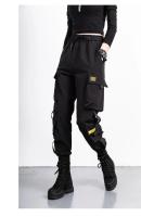 Pantalones De Cargo Casual Para Mujer Estilo Hip Hop Moda Deportiva Pantalones Harem Coreanos Con Varios Bolsillos Negro Talla 5XL - details 8