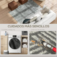 HOMCOM Alfombra Salón 170x120 cm Alfombra Lavable en Lavadora Pelo Corto Estilo Moderno Tapete para Sala de Estar Dormitorio Comedor Gris Oscuro - details 2