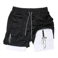 Shorts De Entrenamiento Para Hombre Con Bolsillo Para Teléfono Y Anillo De Toalla 2 En 1 Running Performance Compresión Activewear Deportivo - details 13