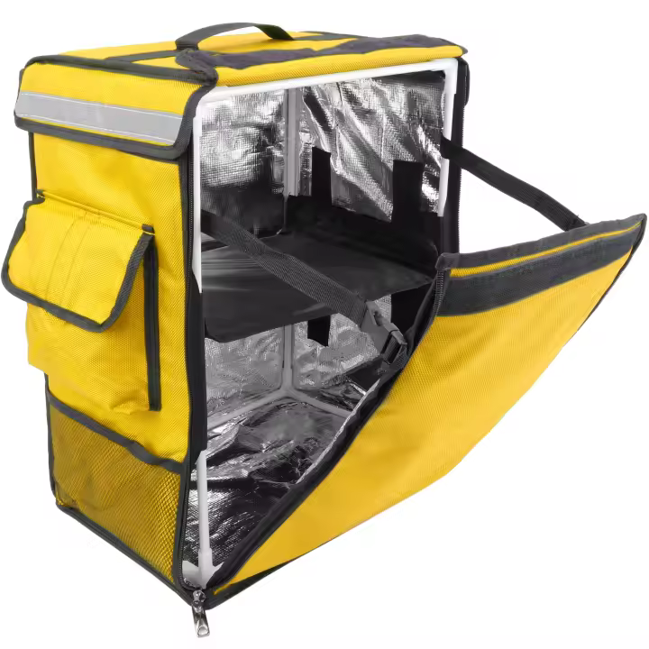 Nevera portátil amarilla 42 Litros 35x49x25cm, mochila bolsa isotérmica para picnic, camping, playa, entrega de alimentos en moto o bicicleta - CityBAG - 1
