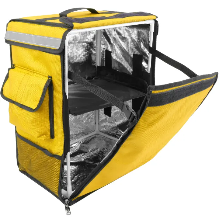 Nevera portátil amarilla 42 Litros 35x49x25cm, mochila bolsa isotérmica para picnic, camping, playa, entrega de alimentos en moto o bicicleta - CityBAG - 1